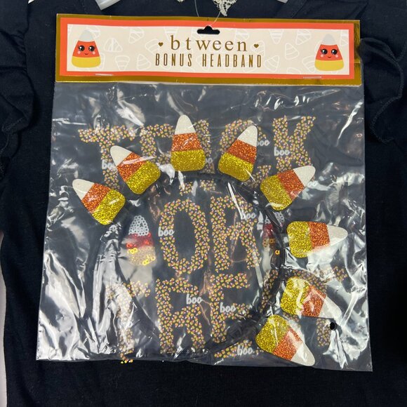 NWT Btween 3 Piece Trick of Treat Halloween Set Top Bottom Headband Size 4 NEW - Picture 5 of 11